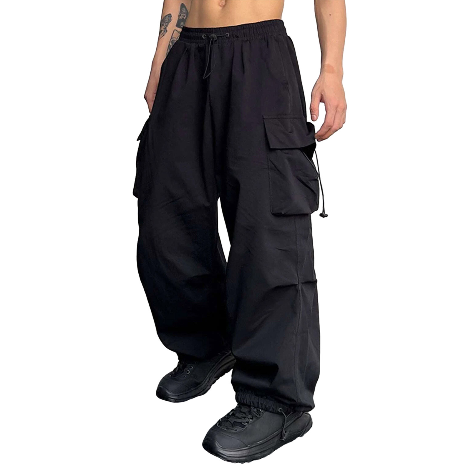 thumbnail image 2 of Pantalones cargo informales para hombre: color liso, cuatro bolsillos, cintura ajustable, material de imitación de sarga, ropa urbana para todas las estaciones, tallas US/UK/EU S-XXXL., 2 of 8